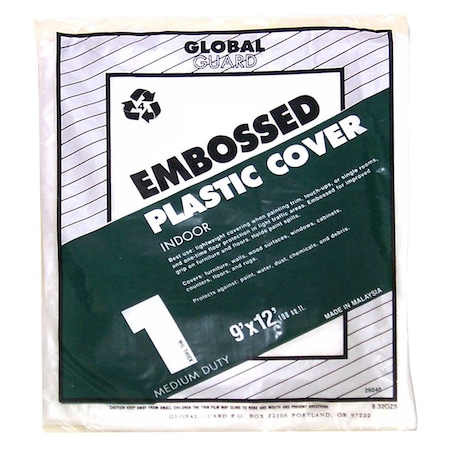 9' X 12' Global Guard Embossed Plastic Drop Cloth 1-Mil